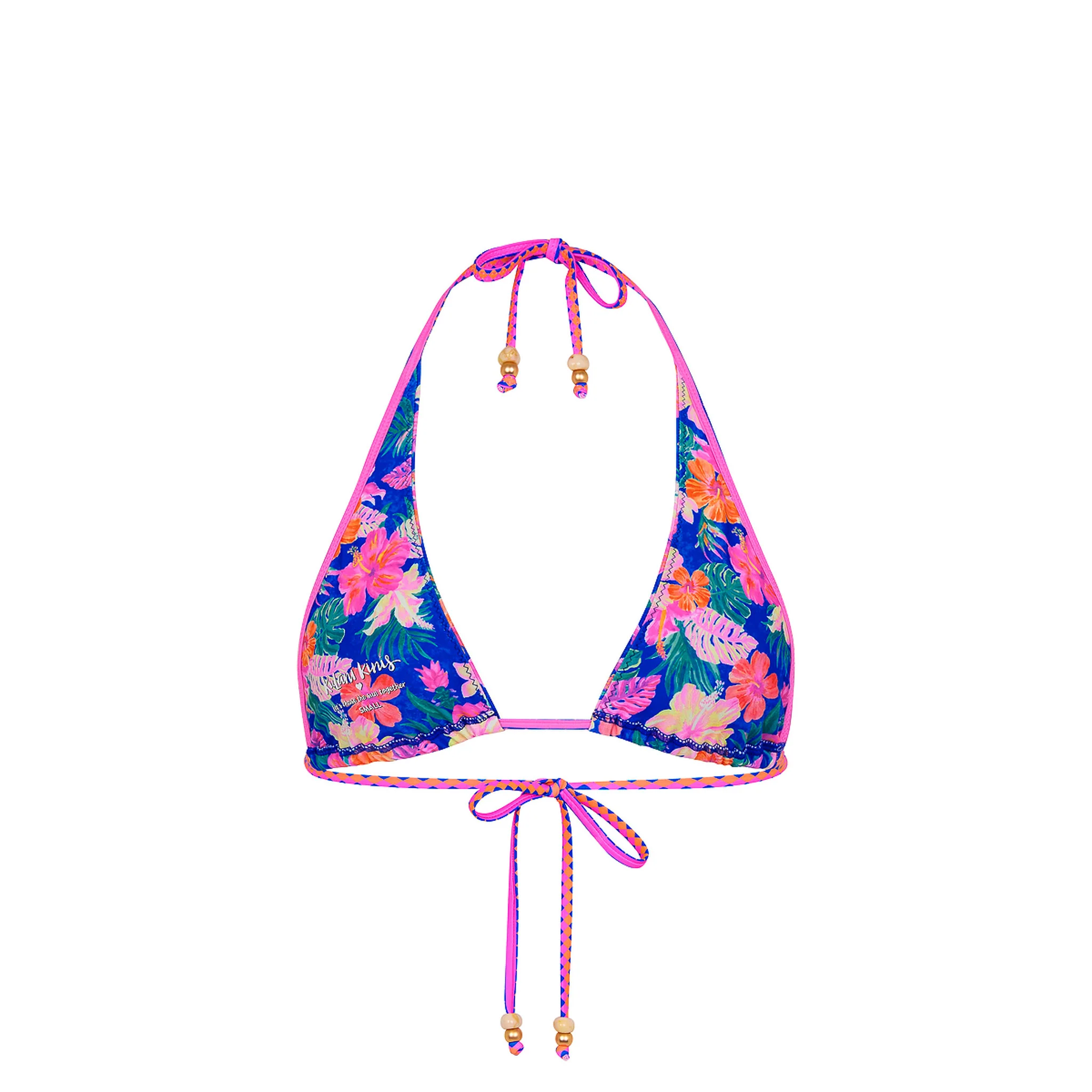 Bind Tie Halter Bikini Top - Electric Palms - Image 12