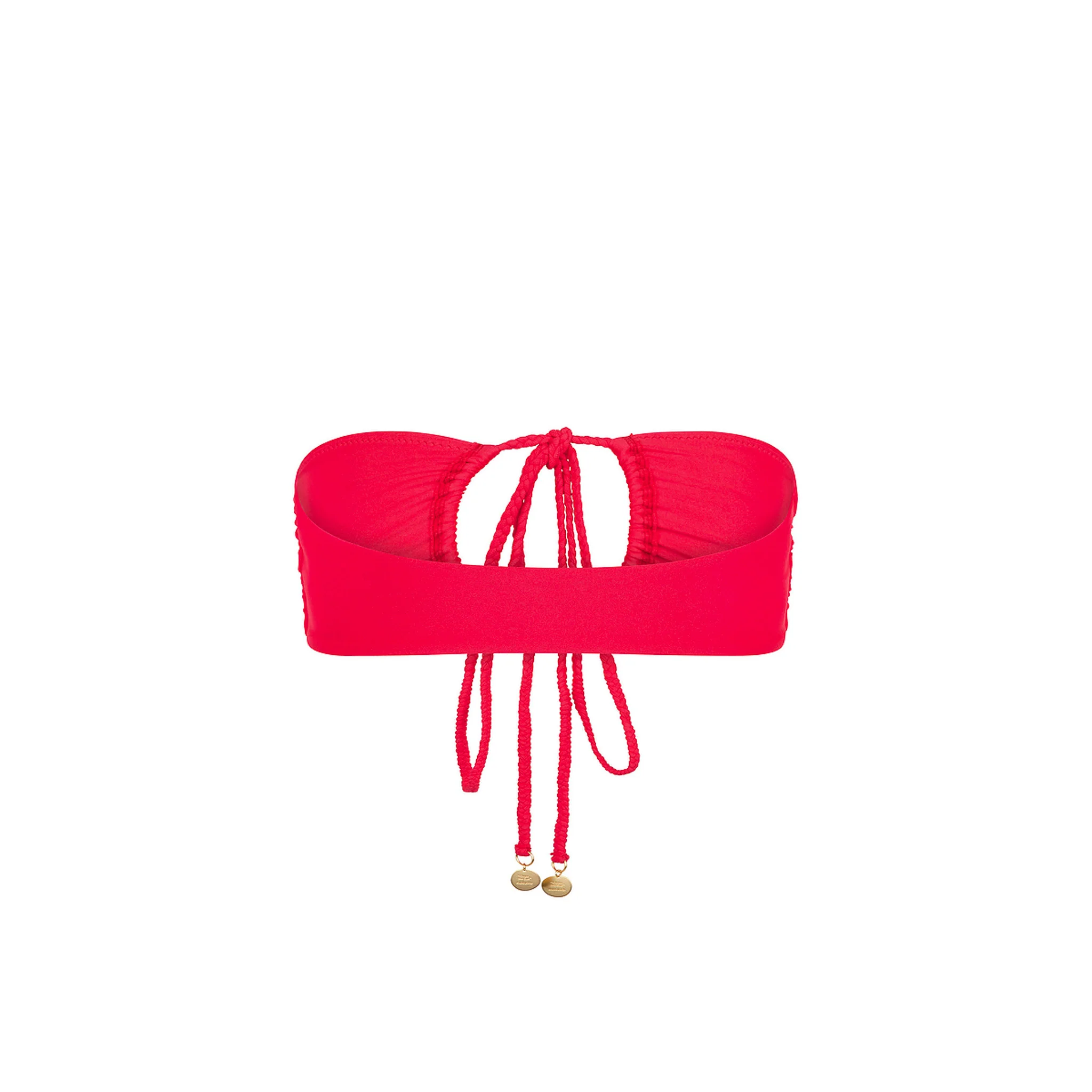 Braided Tie Bandeau Bikini Top - Cherry Crush - Image 9