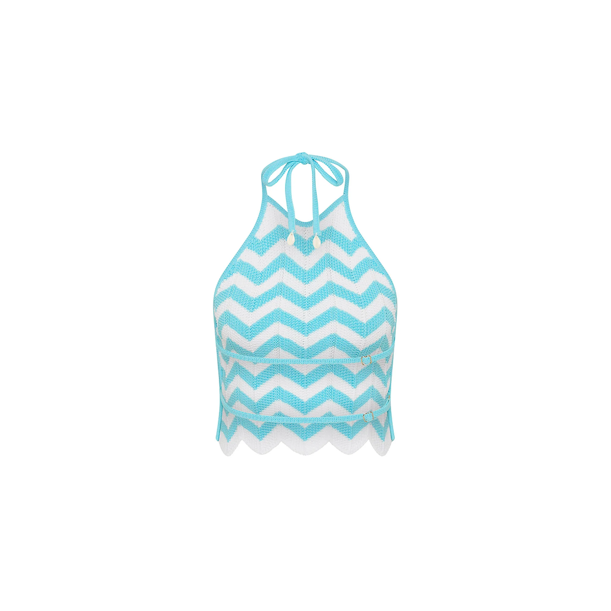 Chevron Knit Halter Crop Top - Crystal Cove - Image 10