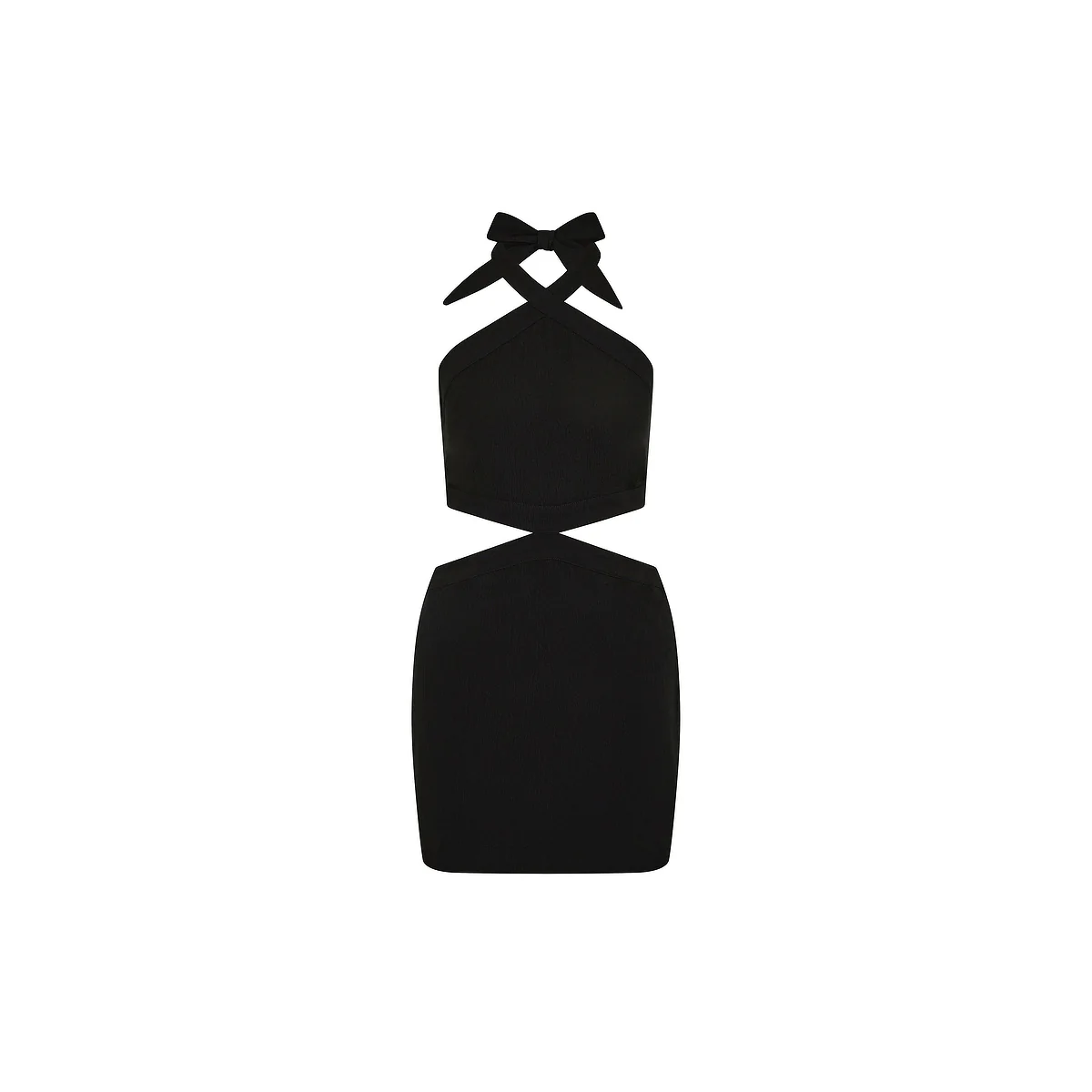 Cut Out Halter Neck Mini Dress - Twilight Black