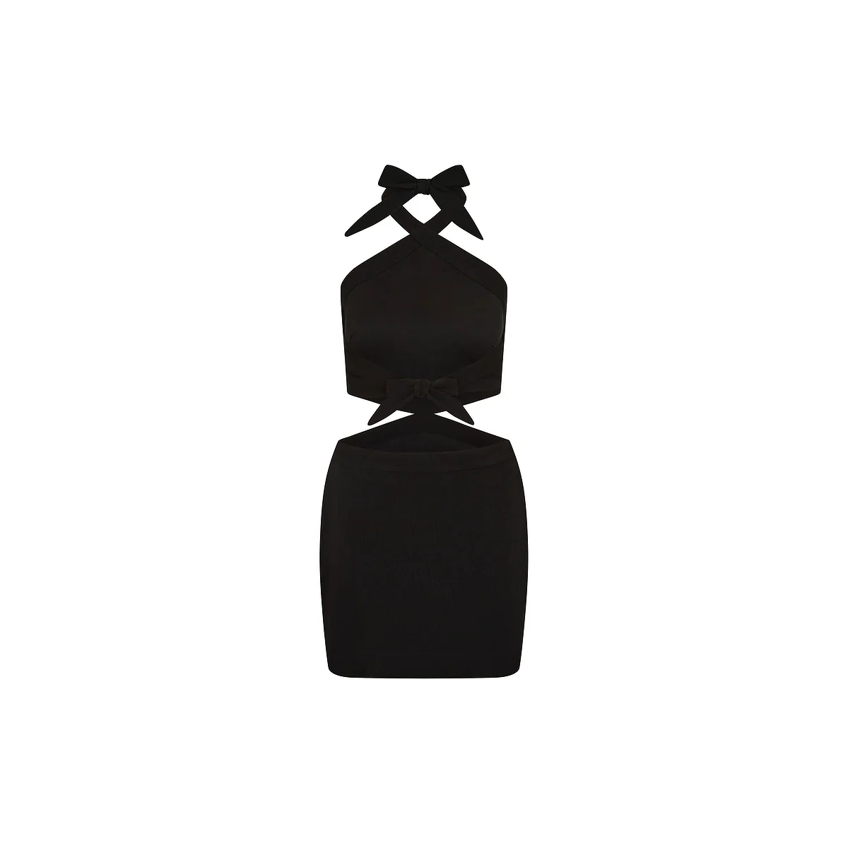 Cut Out Halter Neck Mini Dress - Twilight Black - Image 7
