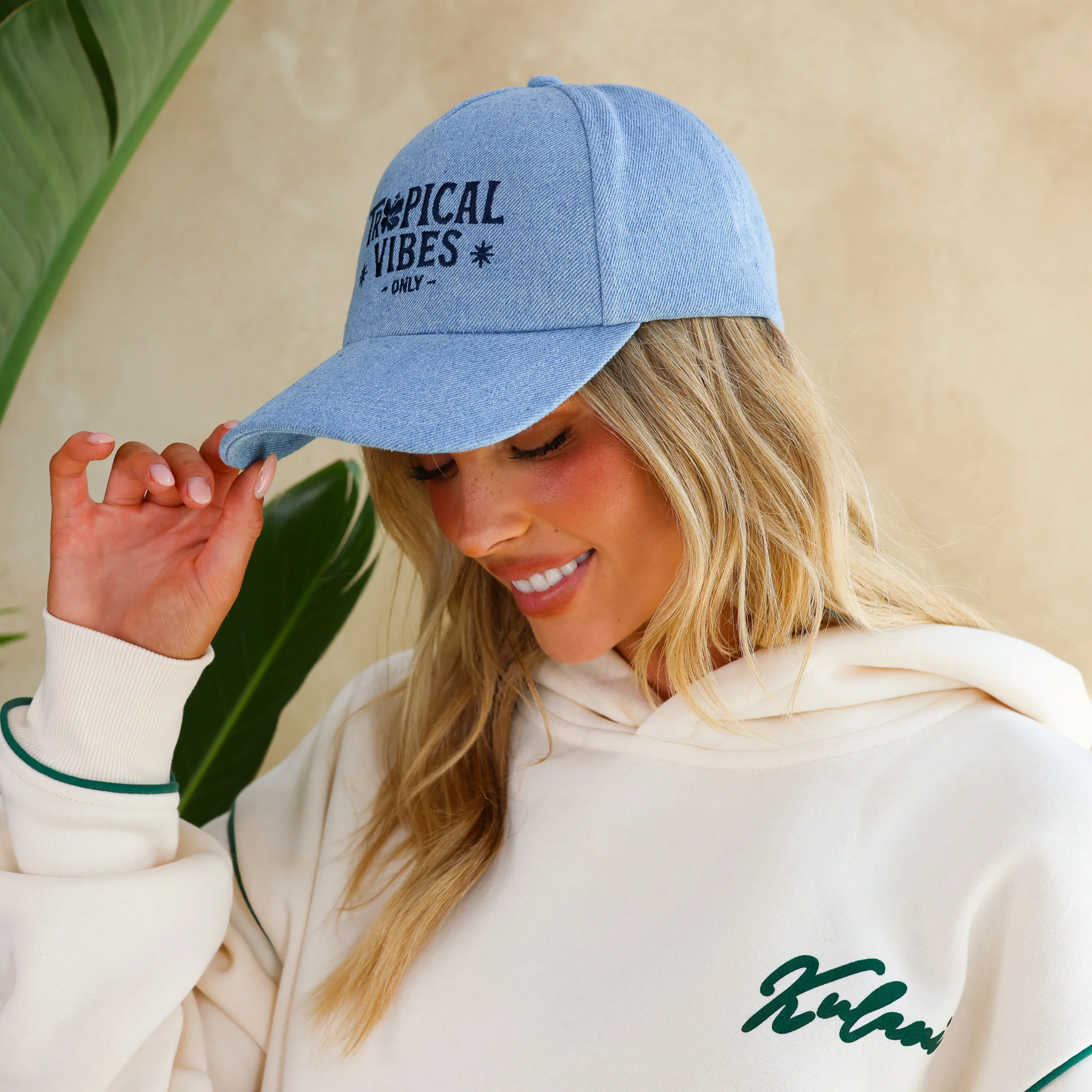 Denim Embroidered Cap - Tropical Vibes - Image 4