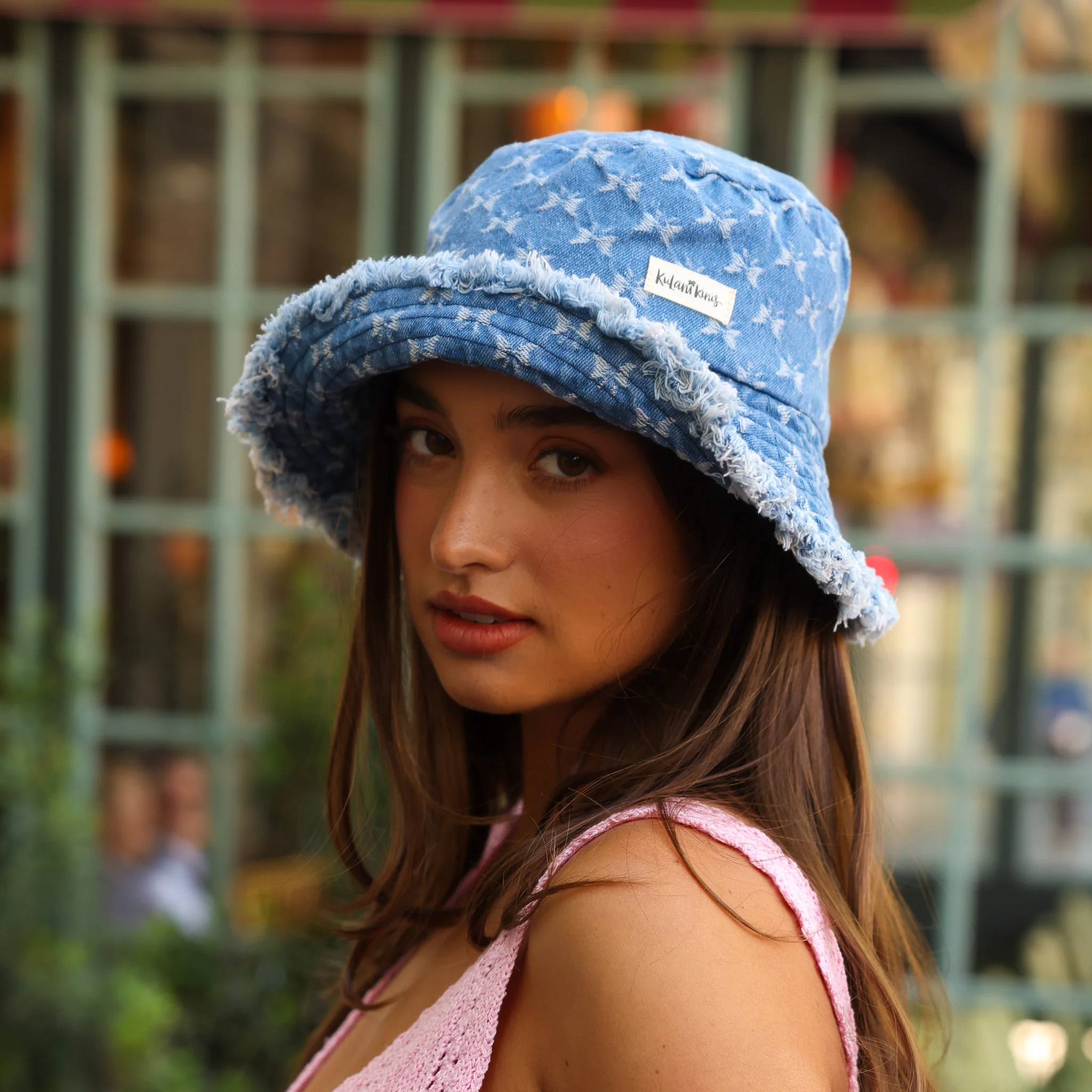 Frayed Brim Bucket Hat - Darling Denim - Image 3