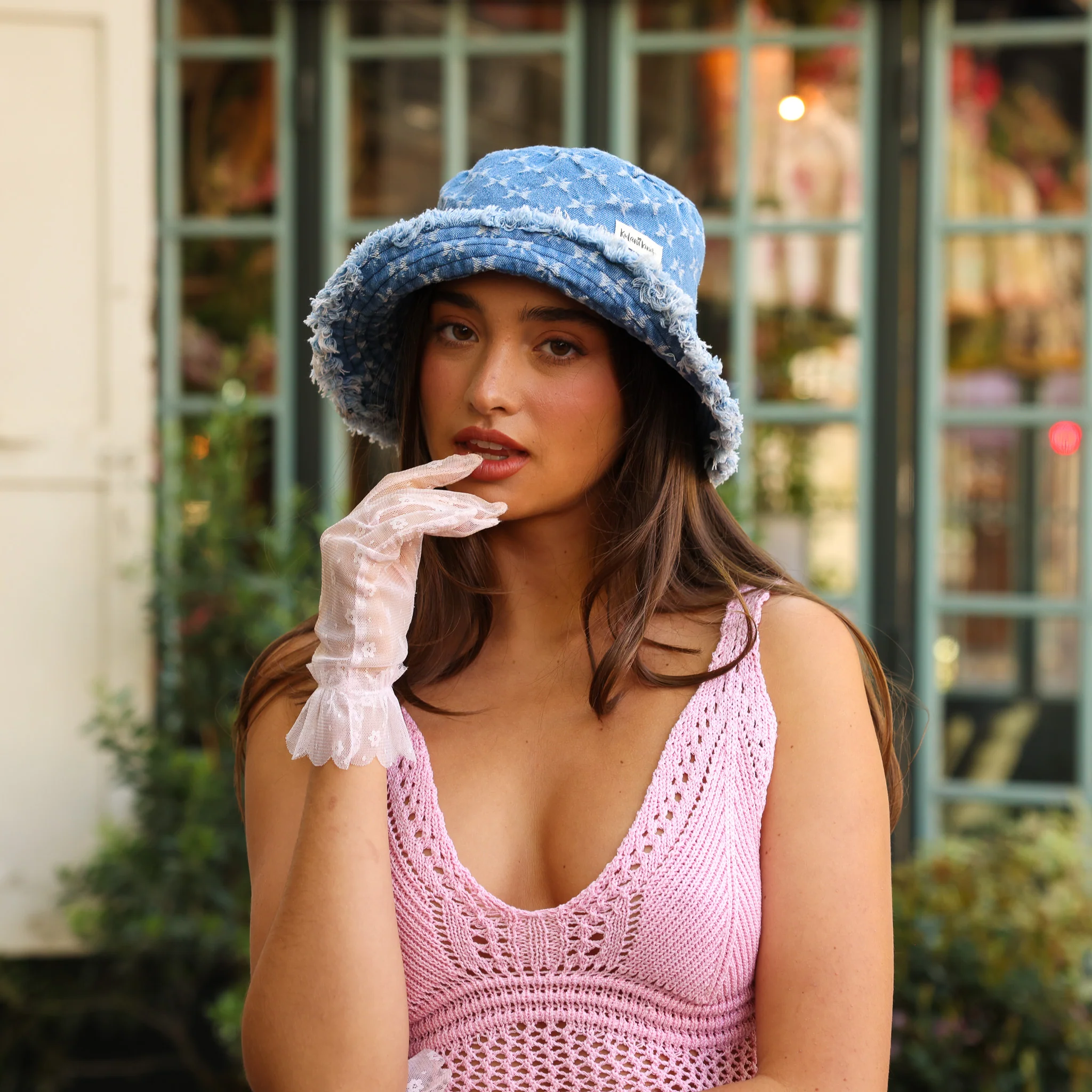 Frayed Brim Bucket Hat - Darling Denim - Image 4