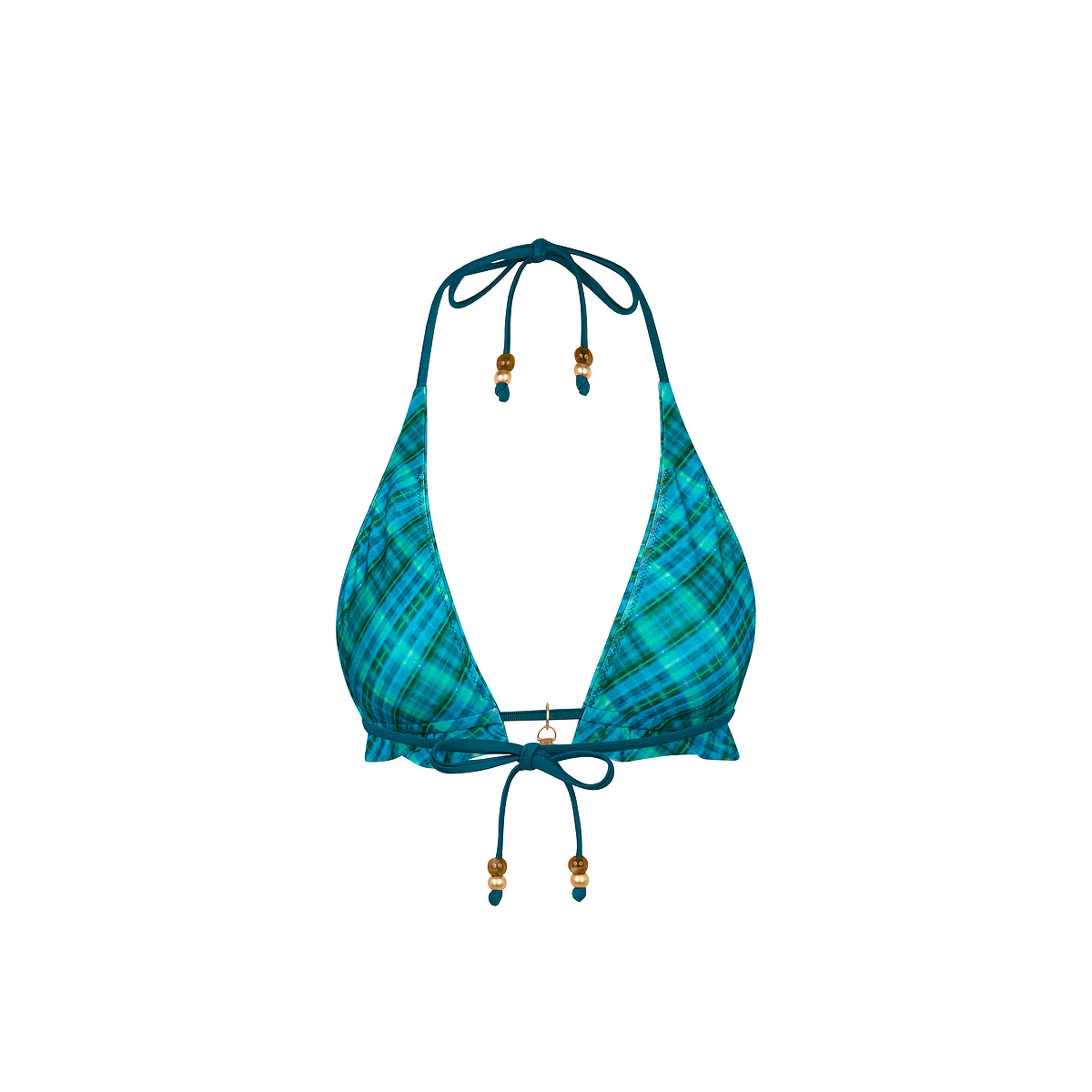 Frill Halter Bralette Bikini Top - Tropic Dip - Image 8
