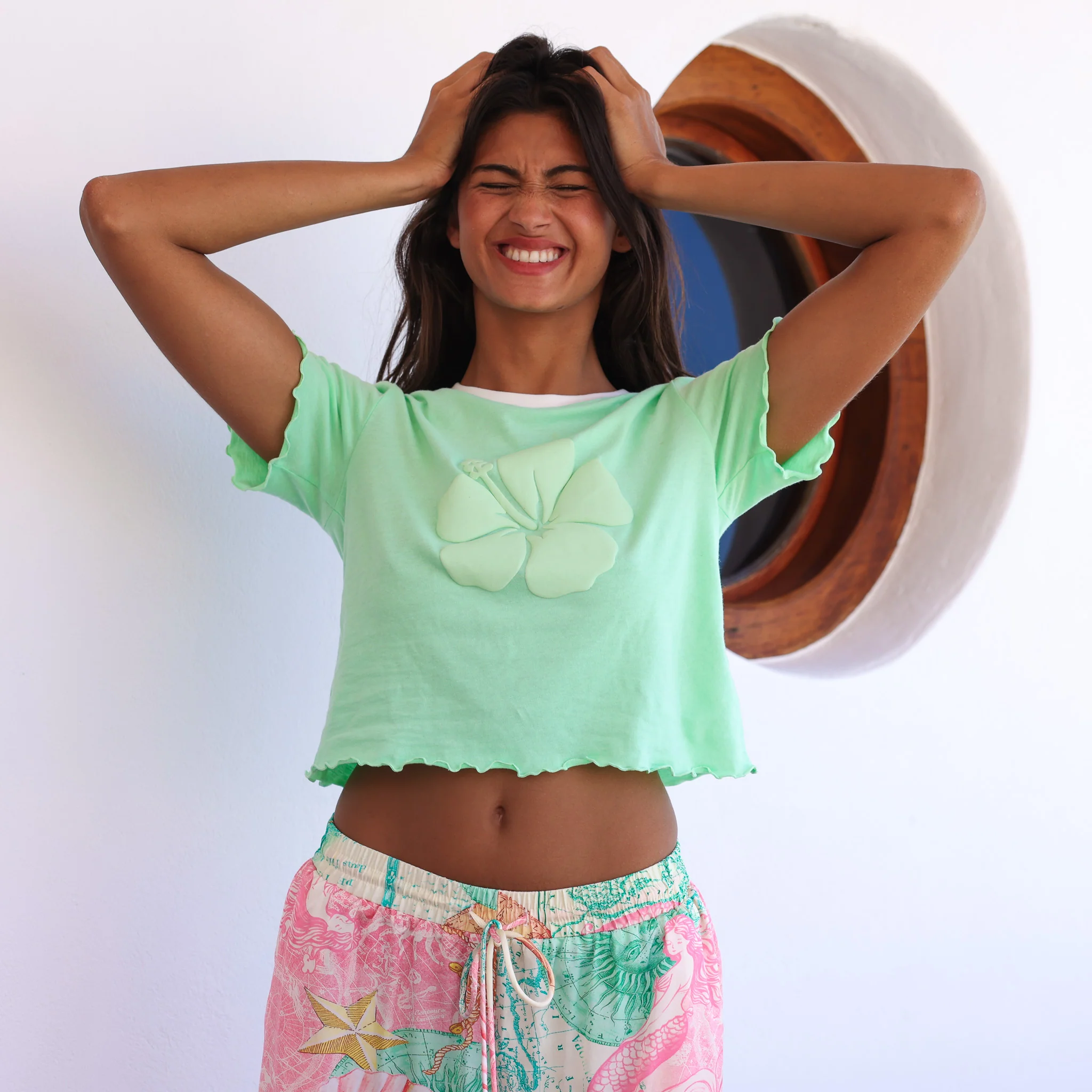 Lettuce Cropped Mini Tee - Apple Sorbet - Image 2