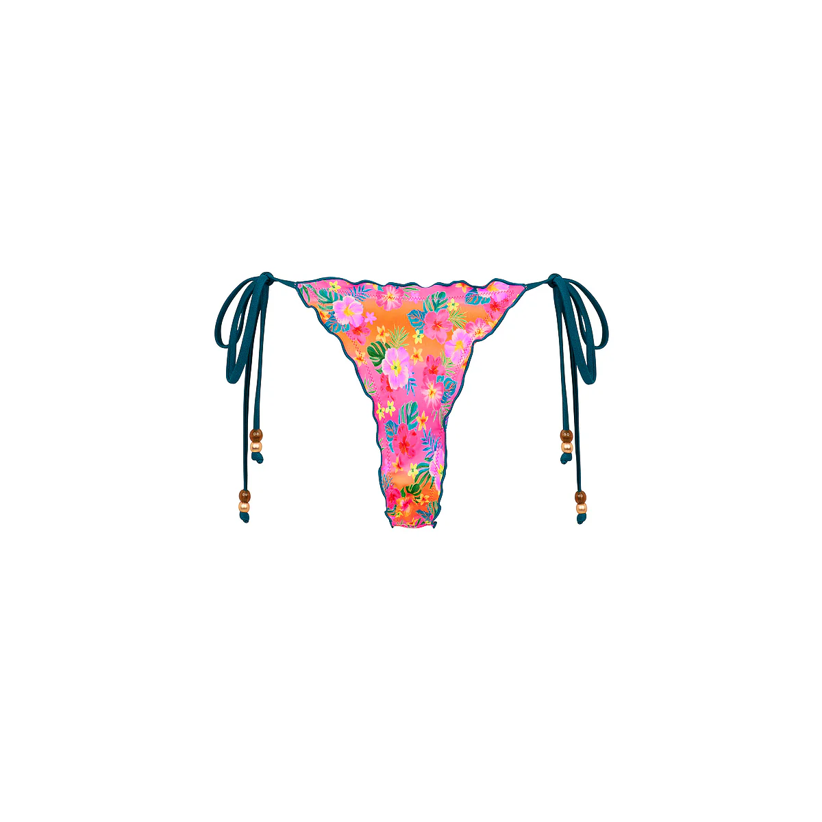 Lettuce Edge Thong Tie Bikini Bottom - Summer Glow - Image 11