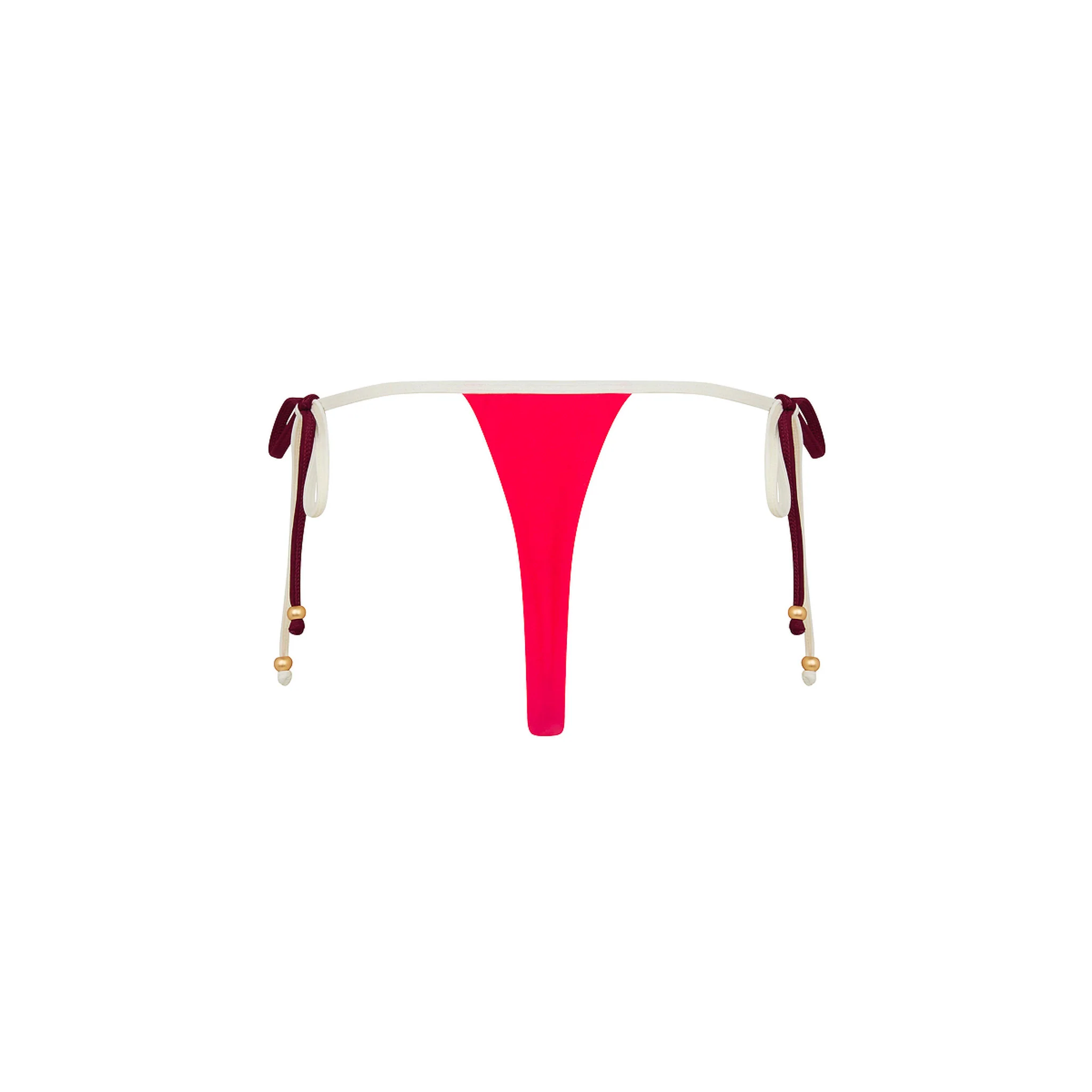 Micro Thong Tie Side Bikini Bottom - Cherry Cola - Image 11