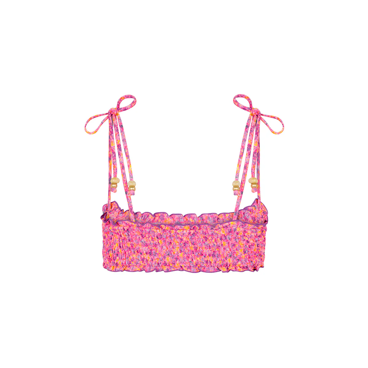 Shirred Crop Tie Bikini Top - Gelato Bloom - Image 8