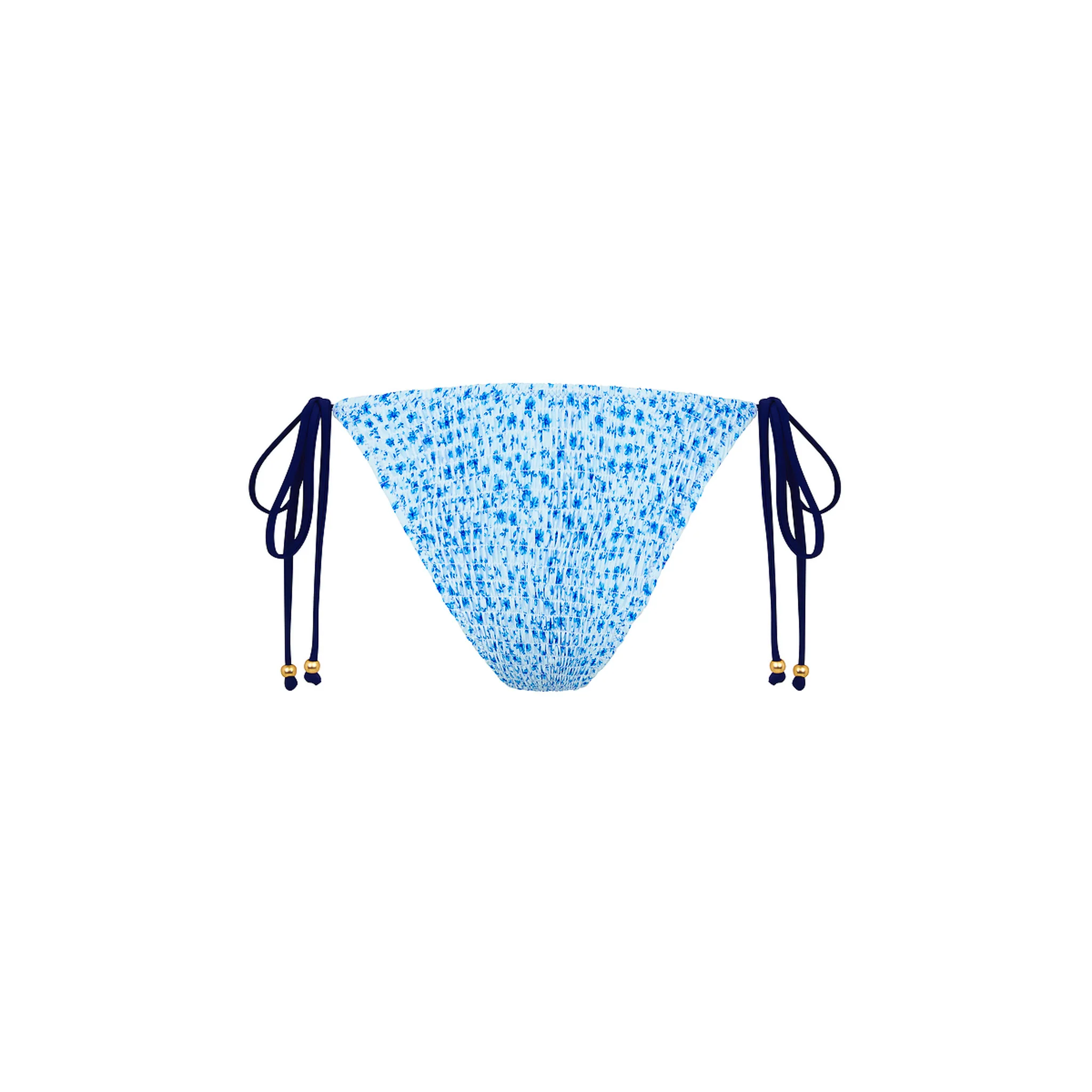 Shirred Dipped Cheeky Tie Bikini Bottom - Dream Flower - Image 10