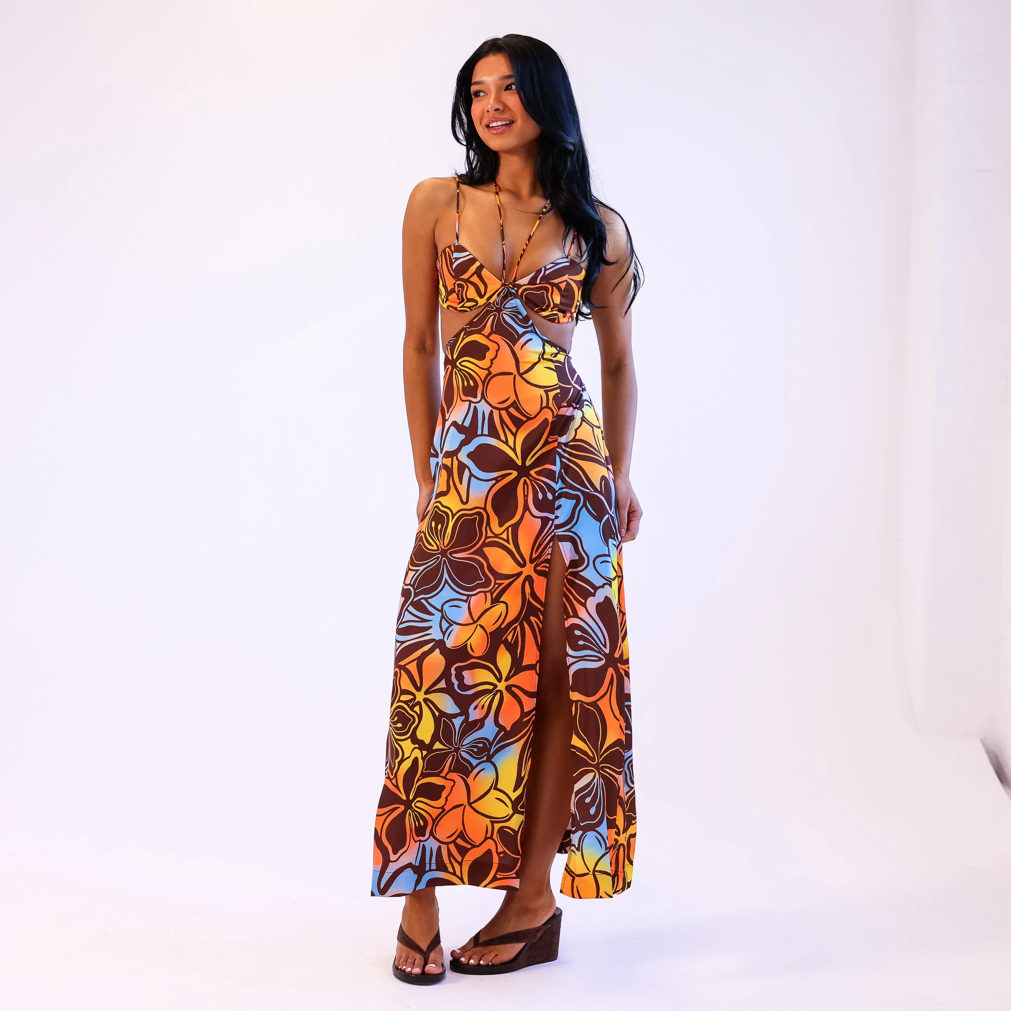 Strappy Cut Out Maxi Dress - Frangipani Fizz - Image 3